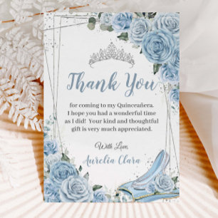 Carte De Remerciements Quinceañera Baby Blue Floral Sweet 16 Cendrillon