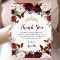 Quinceañera Burgundy Blush Floral Papillons