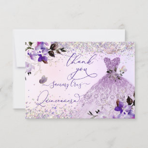 Carte De Remerciements Quinceanera Dusty Lilac Purple Silver Parties scin