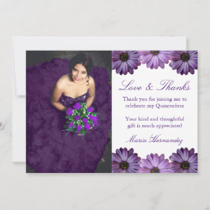 Carte De Remerciements Quinceanera florale pourpre