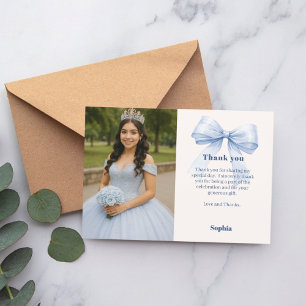 Carte De Remerciements Quinceanera photo arc bleu