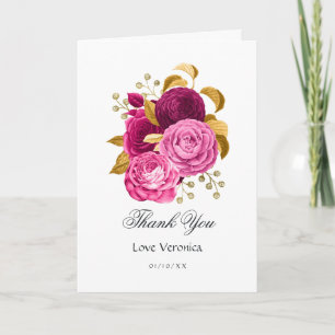 Carte De Remerciements Quinceañera rose et or chaud