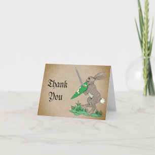 Carte De Remerciements Rabbit de guerrier médiéval