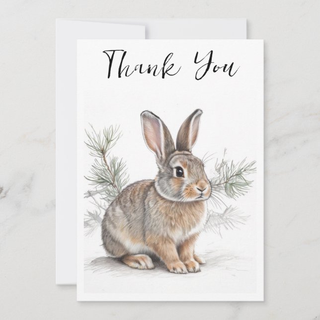 Carte De Remerciements Rabbit with Pine  Wildlife Thank You Card (Devant)