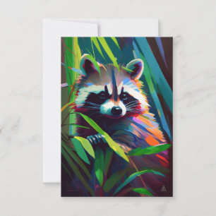 Carte De Remerciements Raccoon Animal Portrait Peinture Faune En Plein Ai