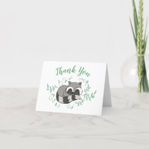 Carte De Remerciements Raccoon Baby shower Bois Animaux