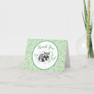 Carte De Remerciements Raccoon Baby shower Woodland mignon dormant