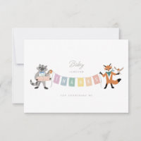 Raccoon Fox Forest Friends Pastel Baby shower