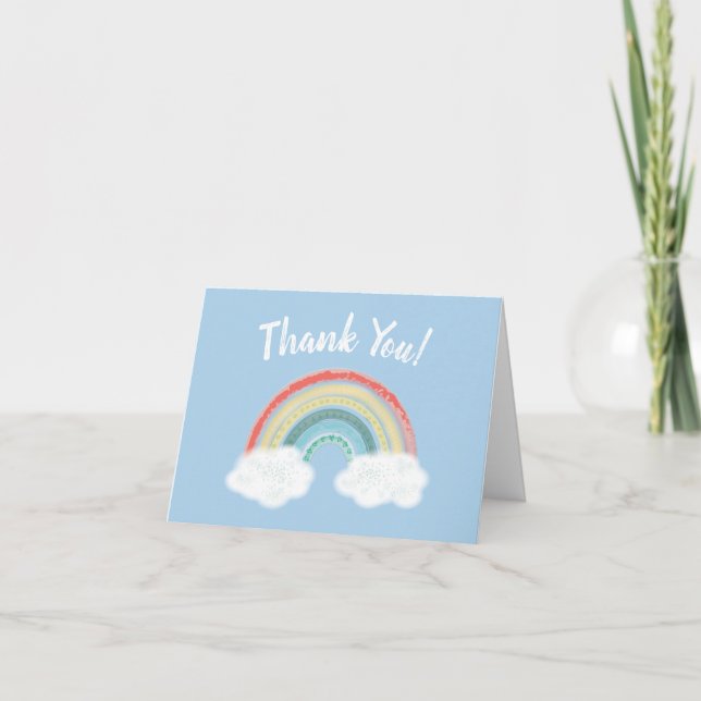 Carte De Remerciements Rainbow Baby shower Blue Boy (Devant)