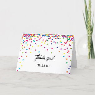 Carte De Remerciements Rainbow confetti arrose la fête d'anniversaire
