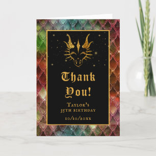 Carte De Remerciements Rainbow Dragon Scales Gold Faux Parties scintillan
