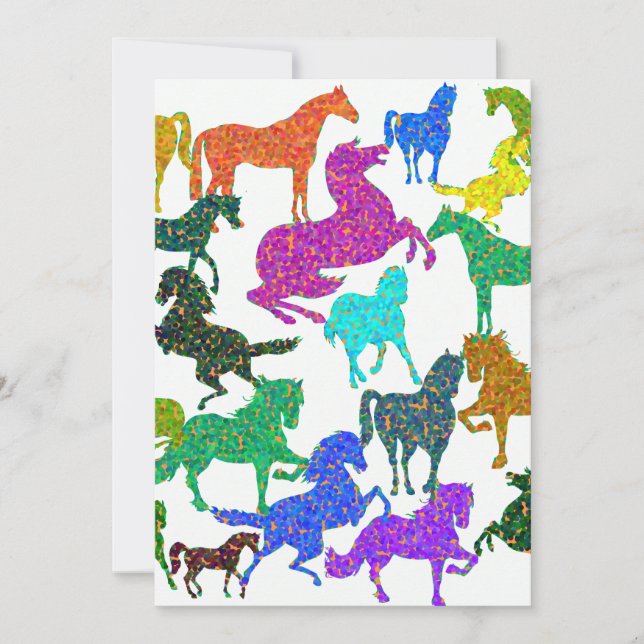 Carte De Remerciements Rainbow Horses - "Dotty about Horses !" (Devant)