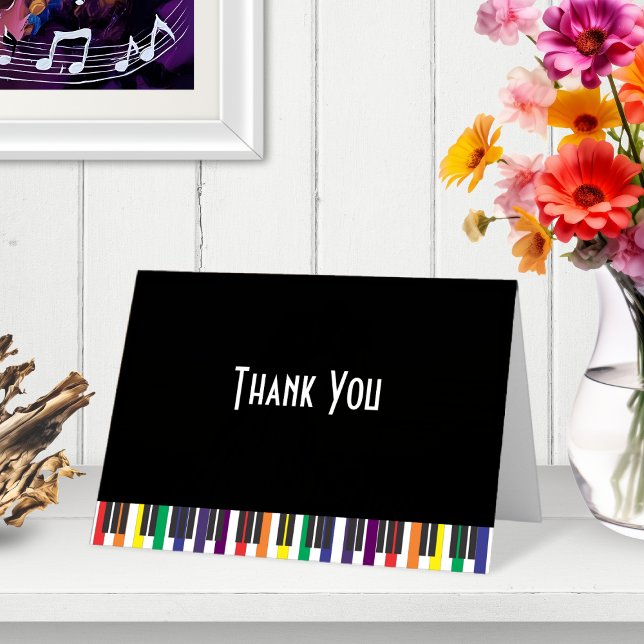 Carte De Remerciements Rainbow Piano Keys | Thank You Card (Rainbow Piano Keys Musical Thank You Card)