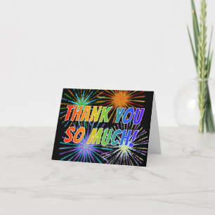 Carte De Remerciements Rainbow Style "MERCI BEAUCOUP!", Fireworks Look