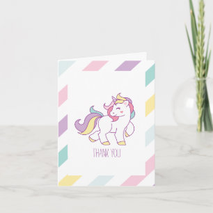 Carte De Remerciements Rainbow Unicorn Girls Birthday Party