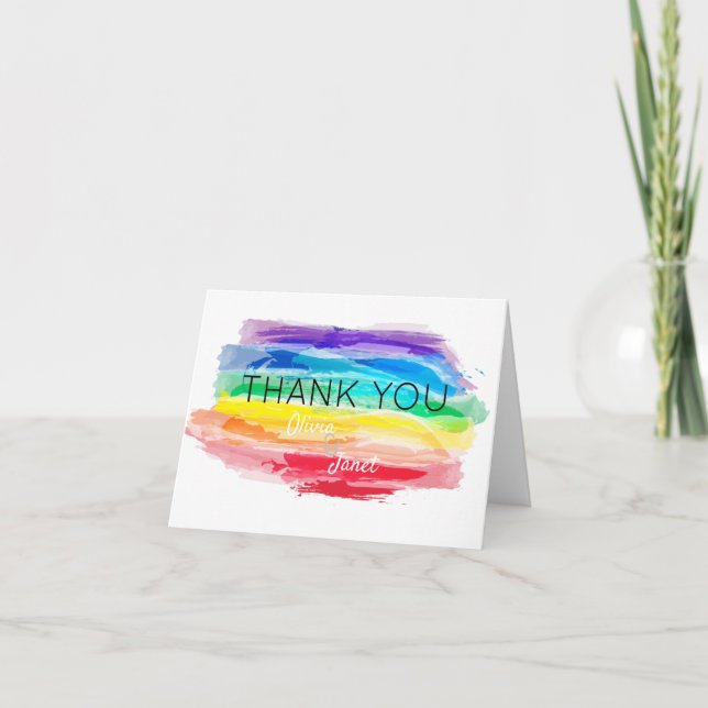 Carte de remerciements Rainbow Watercolor (Devant)