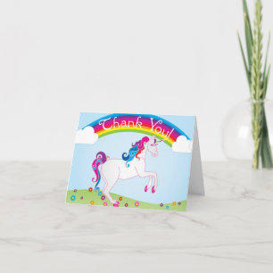 Carte De Remerciements Rainbows and Unicorn Thank You Notes