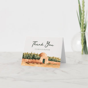Carte De Remerciements Rangs de vigne d'olive Mariage de vignoble méditer