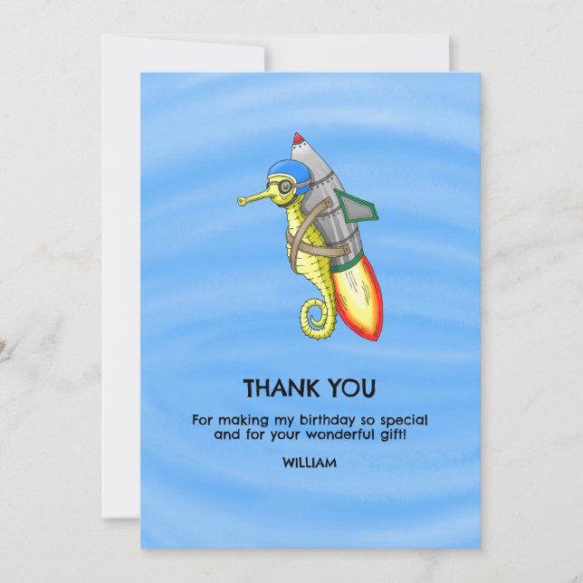 Carte de remerciements rapide Rocket Seahorse (Devant)