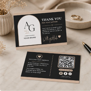 Carte De Remerciements Rappel de rendez-vous par code QR luxe beige noir 