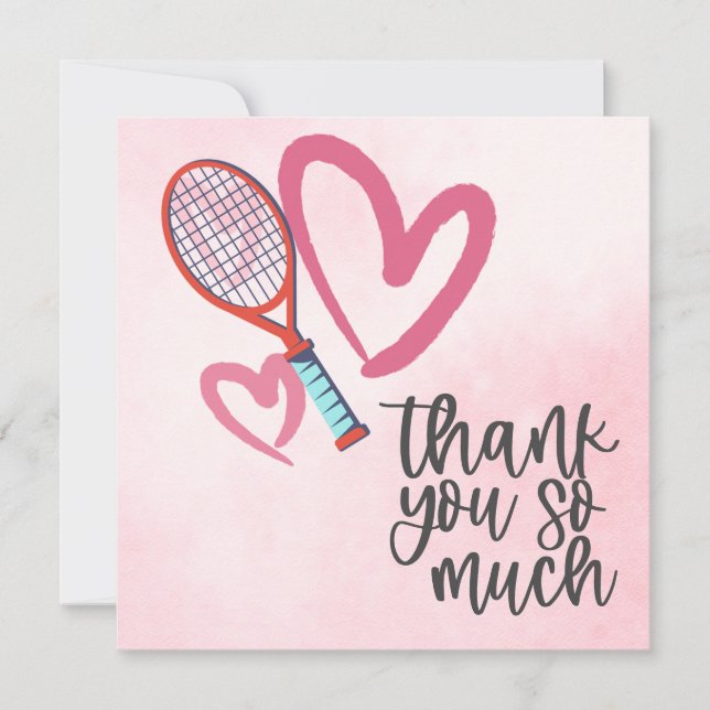 Carte De Remerciements Raquette de tennis avec amour pour le Mariage (Devant)