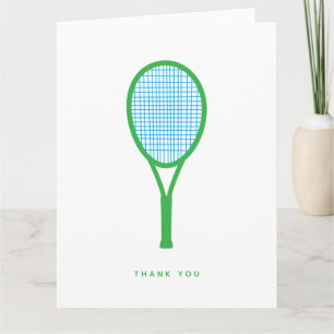 Carte De Remerciements Raquette de tennis et Ball Sports Green Blue