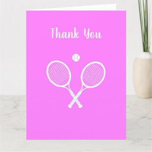 Carte De Remerciements Raquettes de tennis et boule Active rose