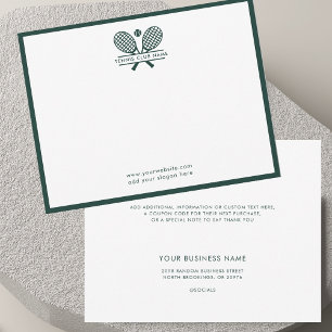 Carte De Remerciements Raquettes de tennis Icon Club Nom Frontières verte