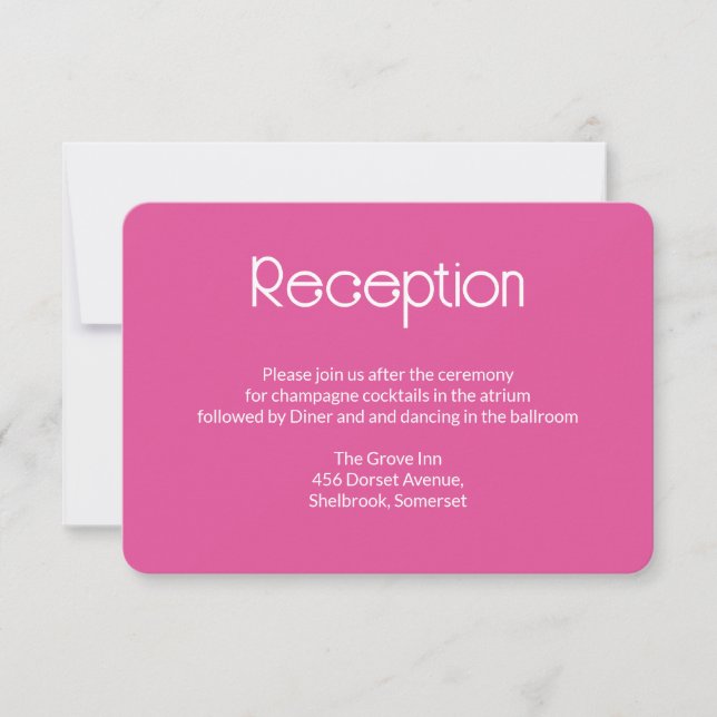 Carte De Remerciements Raspberry  Pink Wedding Reception Card (Devant)