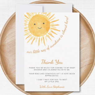 Carte De Remerciements Ray Of Sunshine Baby shower