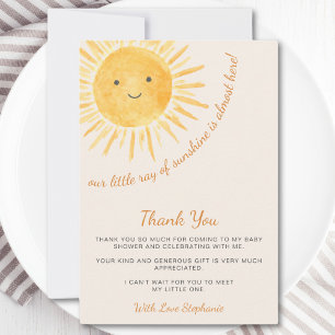 Carte De Remerciements Ray Of Sunshine Baby shower
