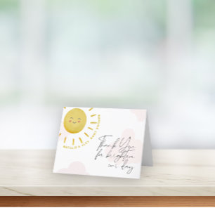 Carte De Remerciements Ray of Sunshine Nuages Girl Baby shower