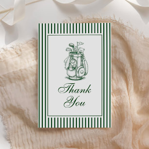Carte De Remerciements Rayure verte Nouveau au club Fête de bébé de golf