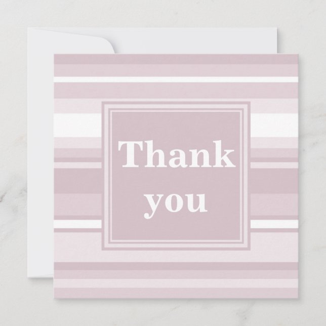 Carte De Remerciements Rayures rose quartz monogramme (Devant)