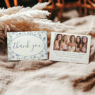 Carte De Remerciements Recette pour la mariée Dusty Blue Floral