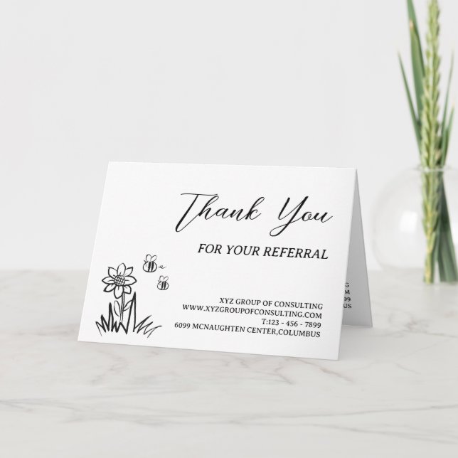 Carte De Remerciements Recommandation de client créative noir et blanc  (Devant)