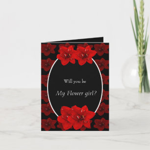 Carte De Remerciements Red Amaryllis flower wedding floral girl