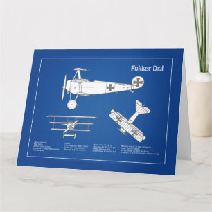 Carte De Remerciements Red Baron Fokker Dr.1 - Plan d'avion ABD