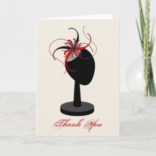 Carte De Remerciements Red & Black Fascinator & Hat Stand Thank You