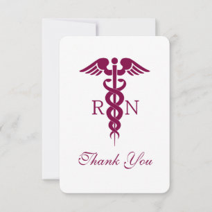Carte De Remerciements Red Caduceus Nurse Graduate
