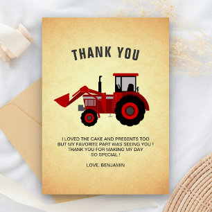 Carte De Remerciements Red Farm Tractor Anniversaire de enfant Party