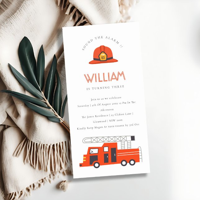 Carte De Remerciements Red Firetruck Engine Kids N'importe quel âge Anniv (Créateur téléchargé)