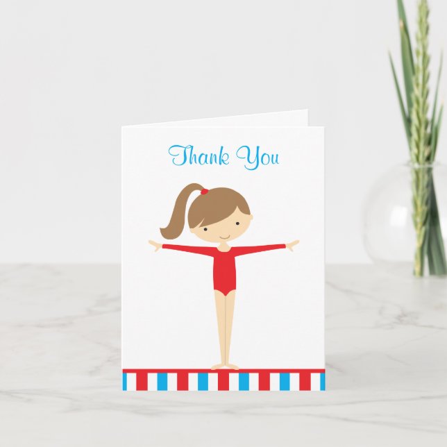 Carte De Remerciements Red Gymnastique Girl Thank You Note Card (Devant)
