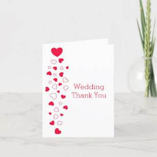 Carte De Remerciements Red Hearts Design Valentines Day Mariage