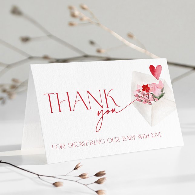 Carte De Remerciements Red Hearts Valentines Day Baby Shower Thank You (Créateur téléchargé)