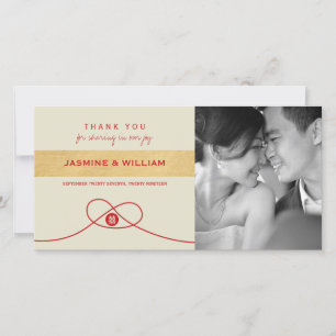 Carte De Remerciements Red Knot Union Double Bonheur Mariage chinois