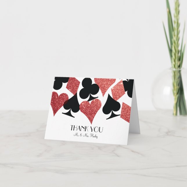 Carte De Remerciements Red Parties scintillant Destiny Las Vegas Mariage  (Devant)