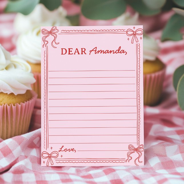Carte De Remerciements Red Pink Bow Cake Time Capsule Note Message Card (Créateur téléchargé)