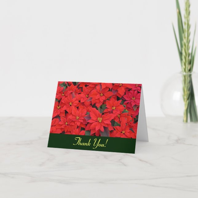 Carte De Remerciements Red Poinsettias I Christmas Holiday Floral Photo (Devant)