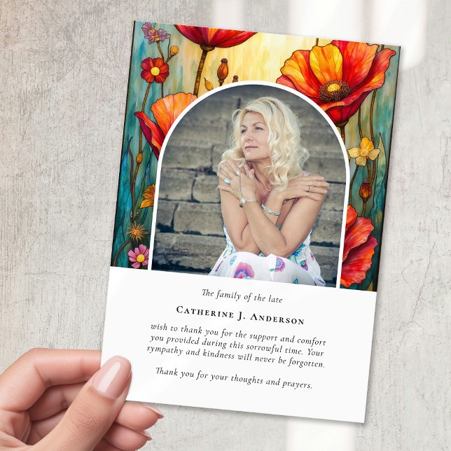 Carte De Remerciements Red Poppies Photo Sympathy Funeral Memorial (Créateur téléchargé)